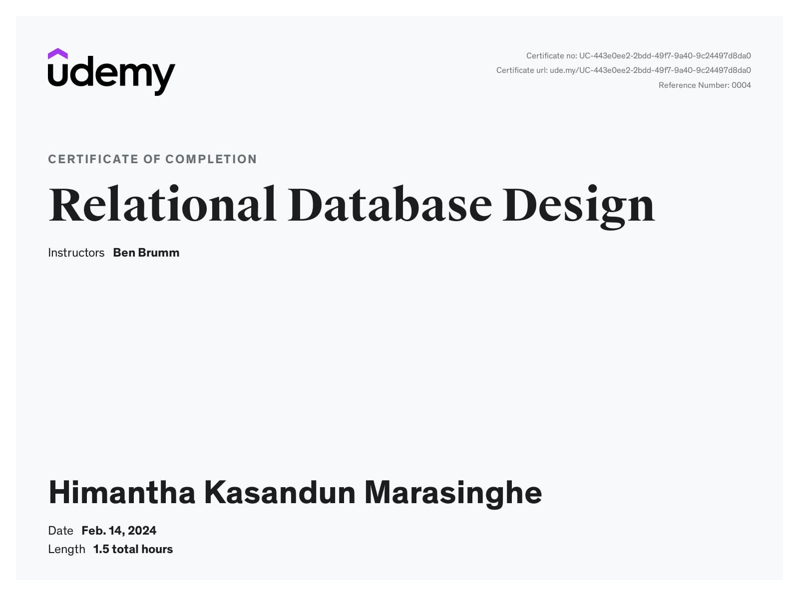 Relational Database Design - Udemy